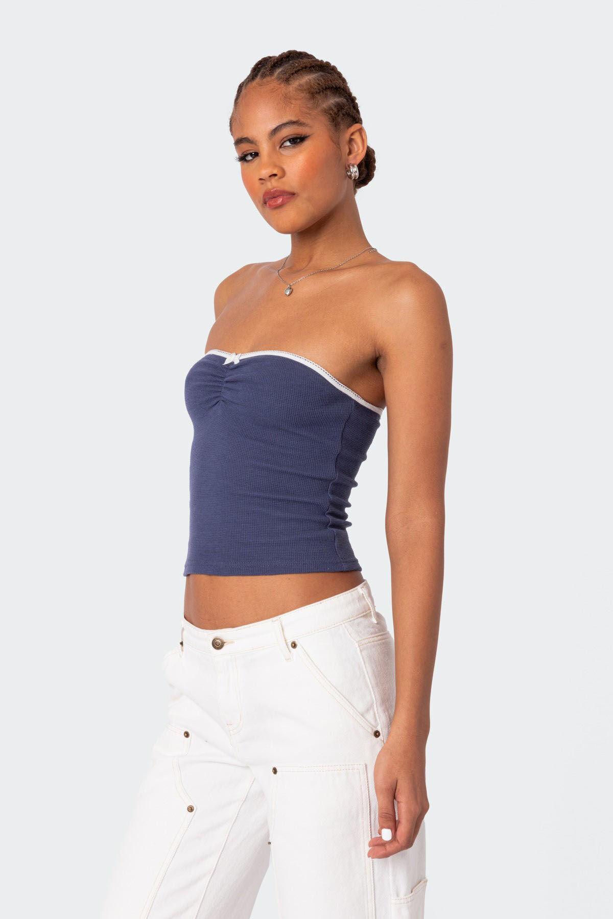 Edikted Women's Kacey Strapless Waffle Top Product Image