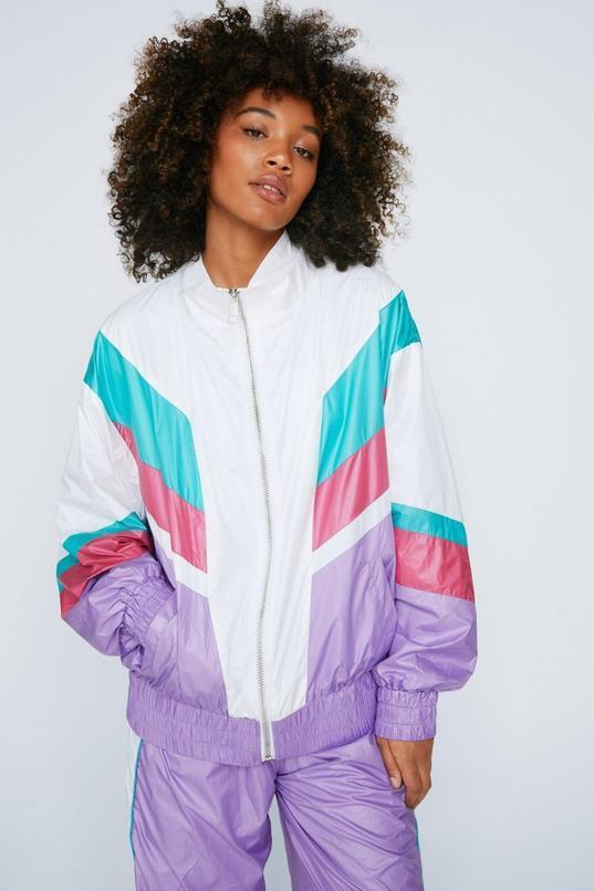 Colorblock Zip Through Nylon Windbreaker Product Image