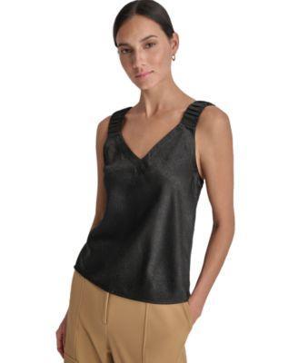 Women's Crinkled V-Neck Sleeveless Top product image