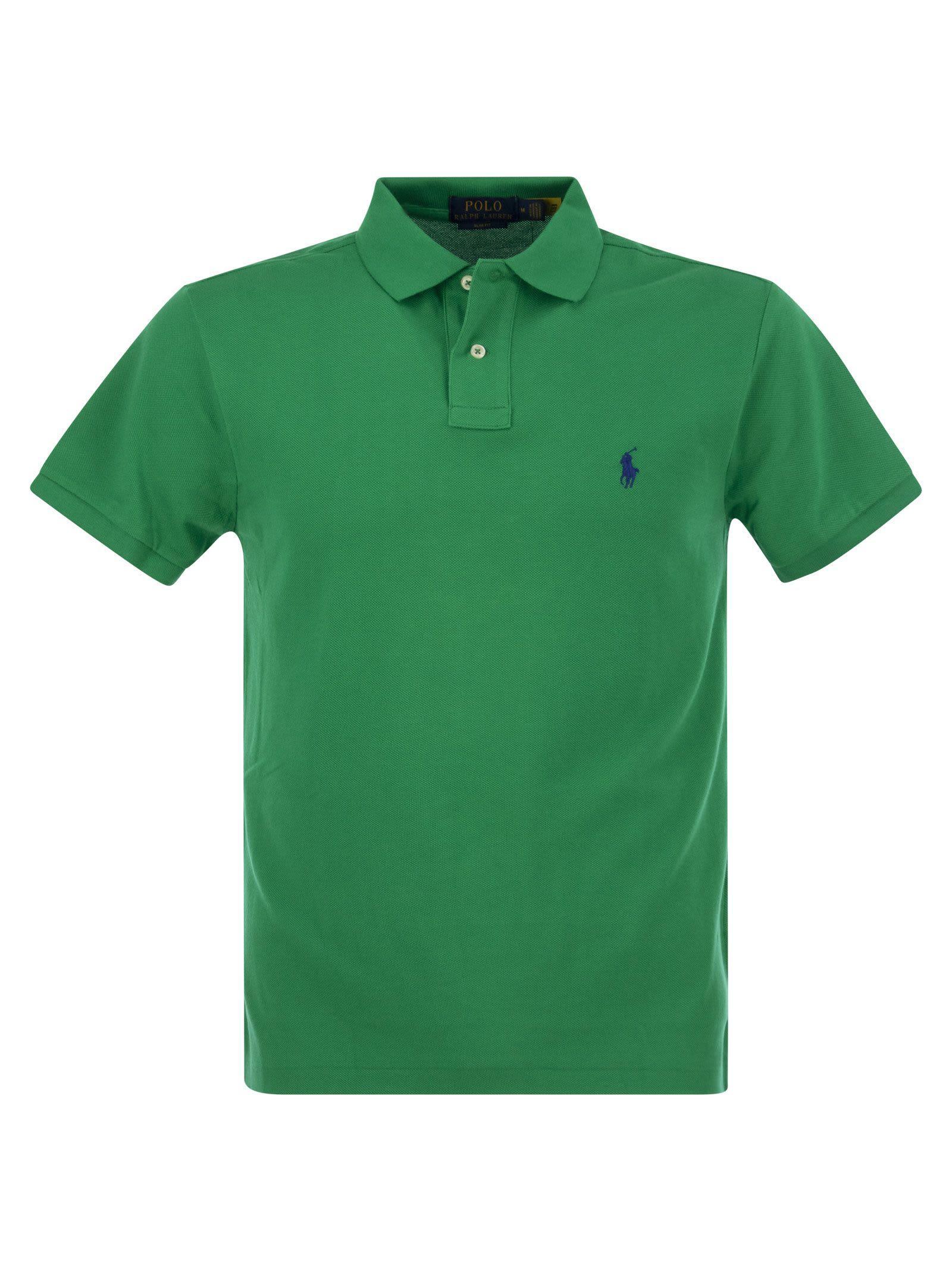 Slim-fit Pique Polo Shirt In Green Product Image