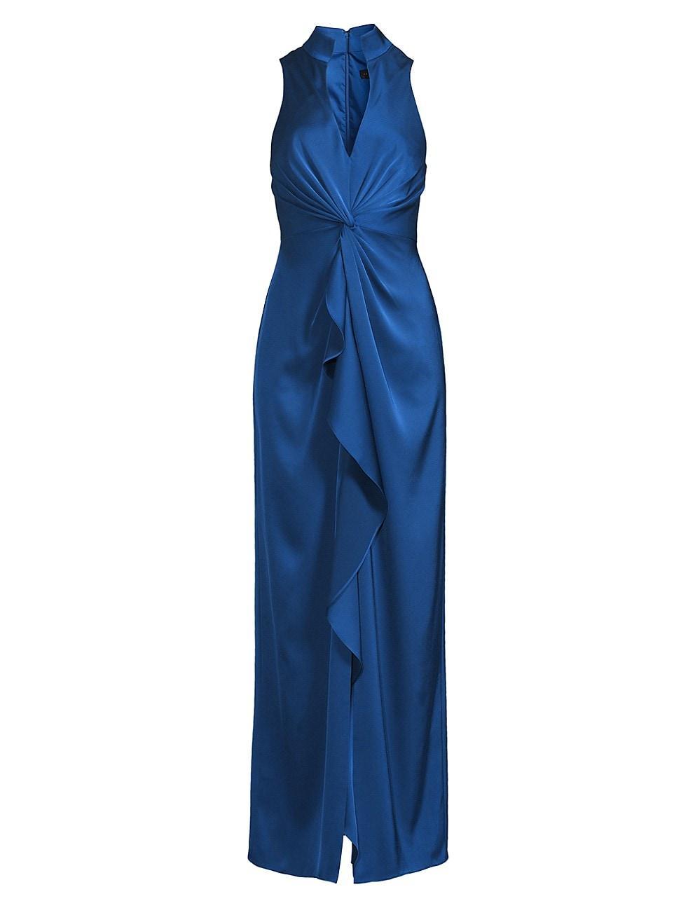 Womens Ruffle Satin Column Gown Product Image