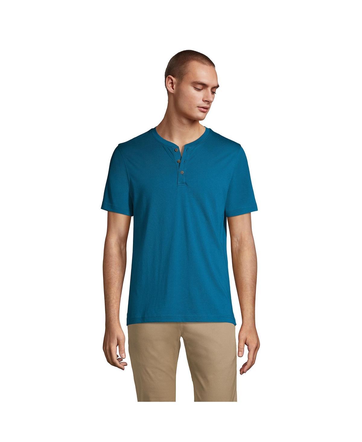 Mens Lands End Supima Jersey Henley Top Baltic Blue Product Image