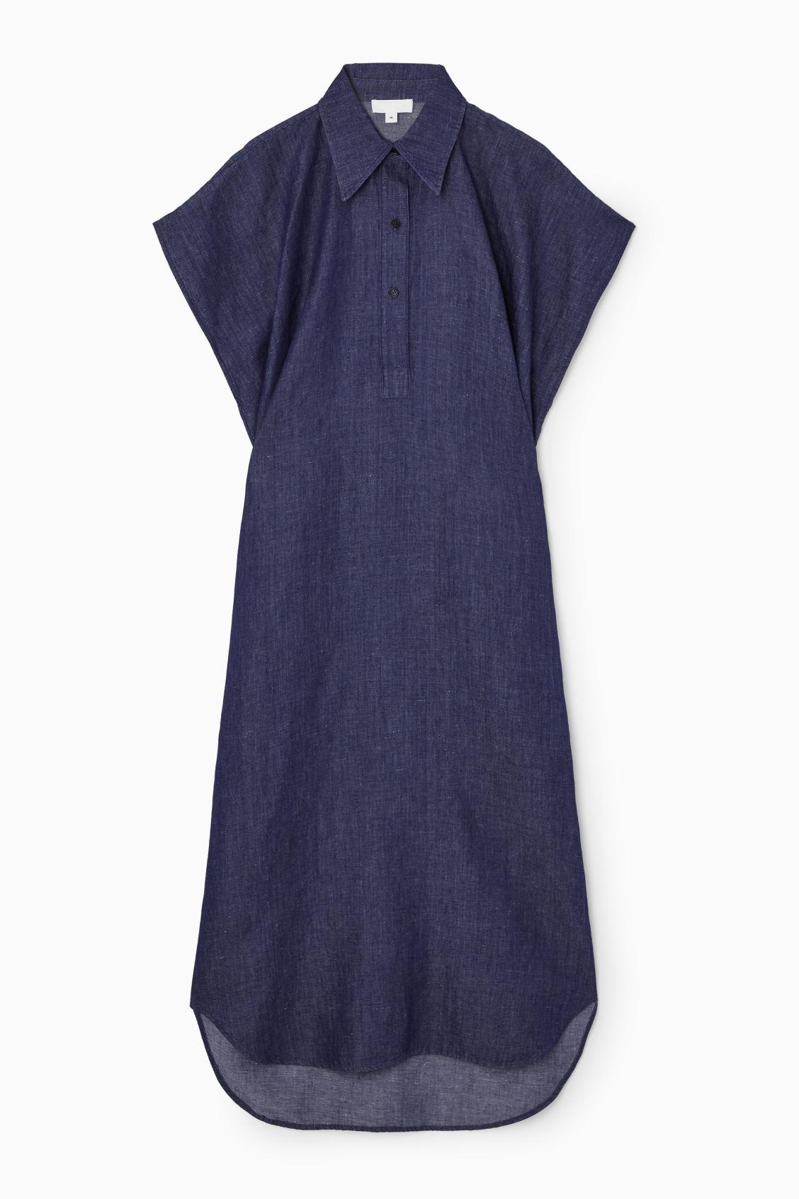 OVERSIZED DENIM MIDI SHIRT DRESS Product Image