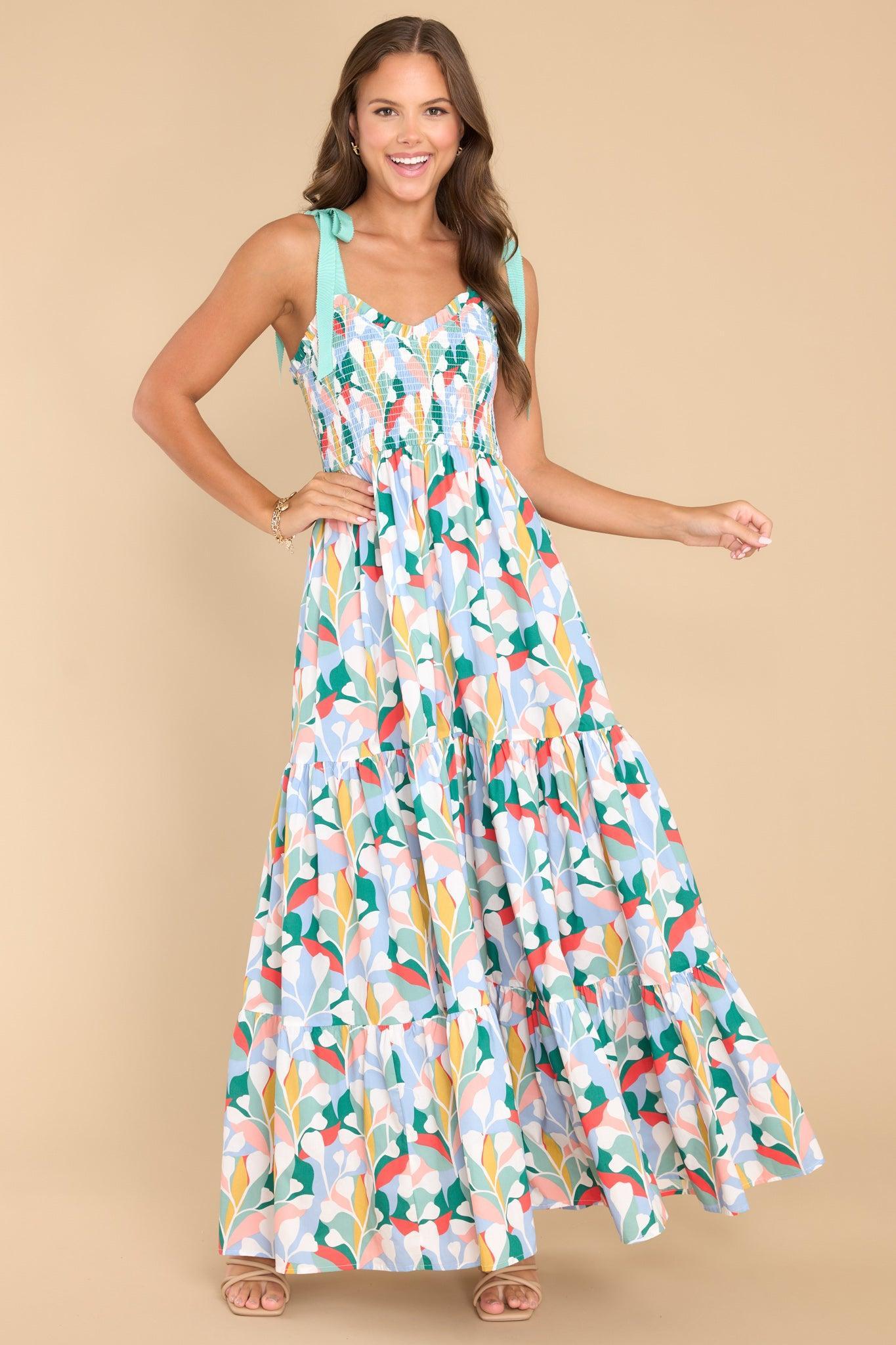 Aura Wishing For You Sky Blue Multi Print Maxi Dress Product Image