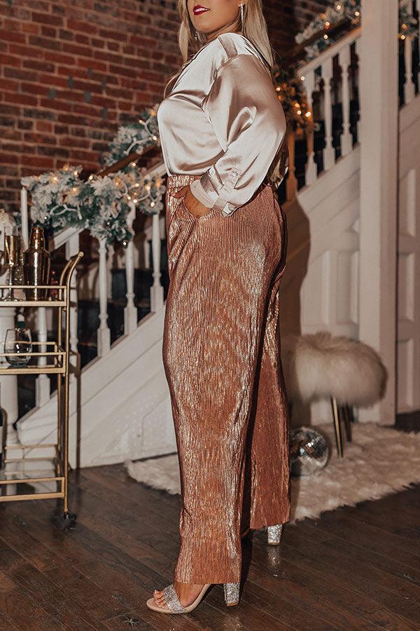 Endless Nights Pleated Pants In Rose Gold Curves Product Image