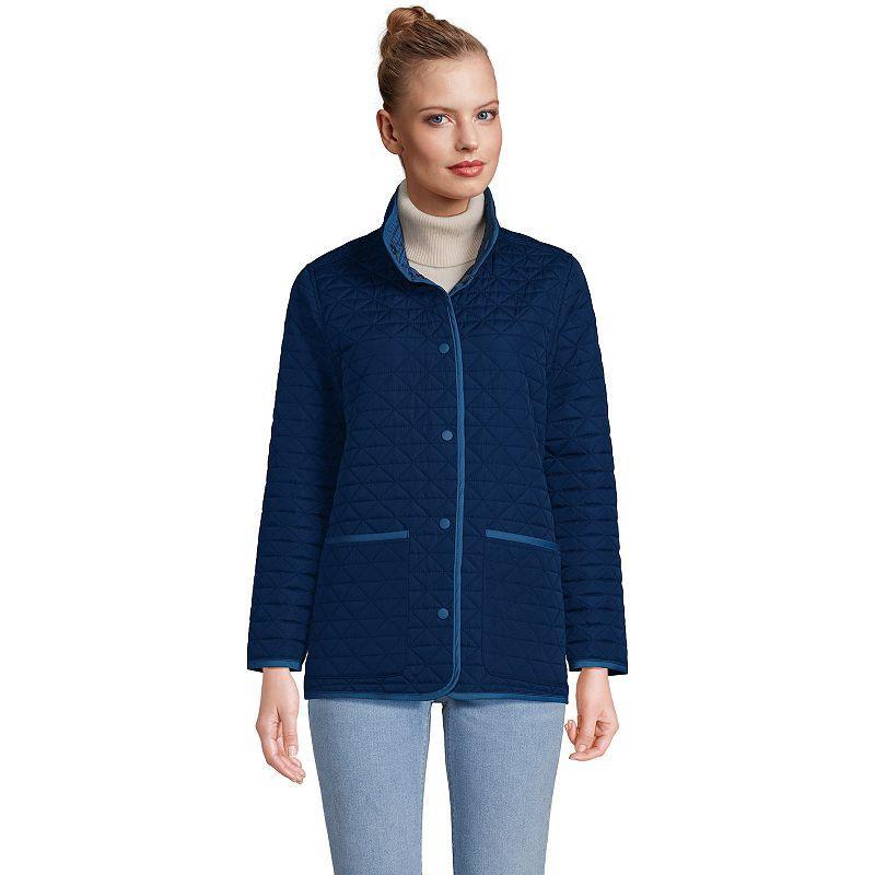 Womens Lands End Insulated Reversible Barn Jacket Blue Product Image