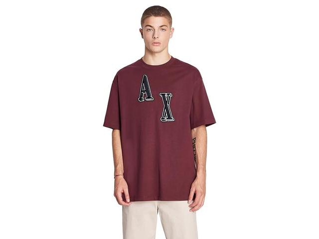 Armani Exchange Collegiate AX Logo Tee (Vineyard Wine) Men's Clothing Product Image