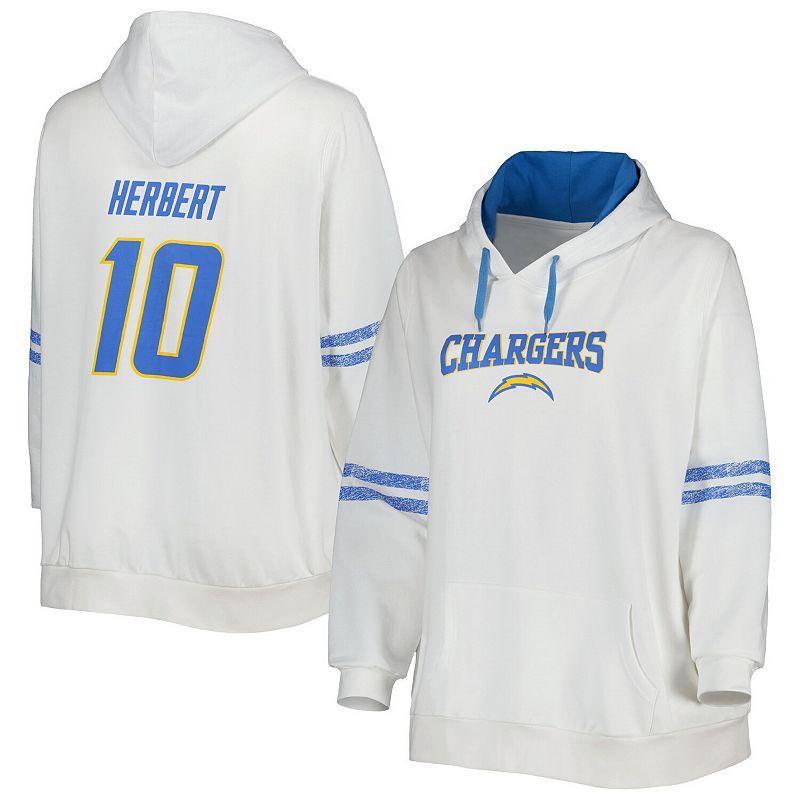 Womens Justin Herbert /Powder Blue Los Angeles Chargers Plus Size Name & Number Pullover Hoodie Product Image