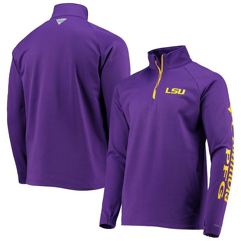 Mens Columbia LSU Tigers Terminal Tackle Fleece Raglan Omni-Shade Quarter-Zip Jacket Product Image