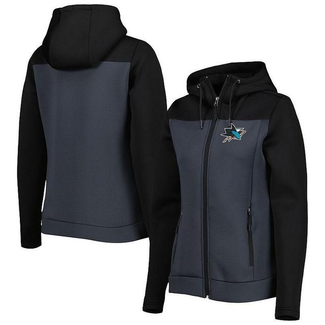 Womens Antigua Black/Gray San Jose Sharks Protect Full-Zip Jacket Product Image