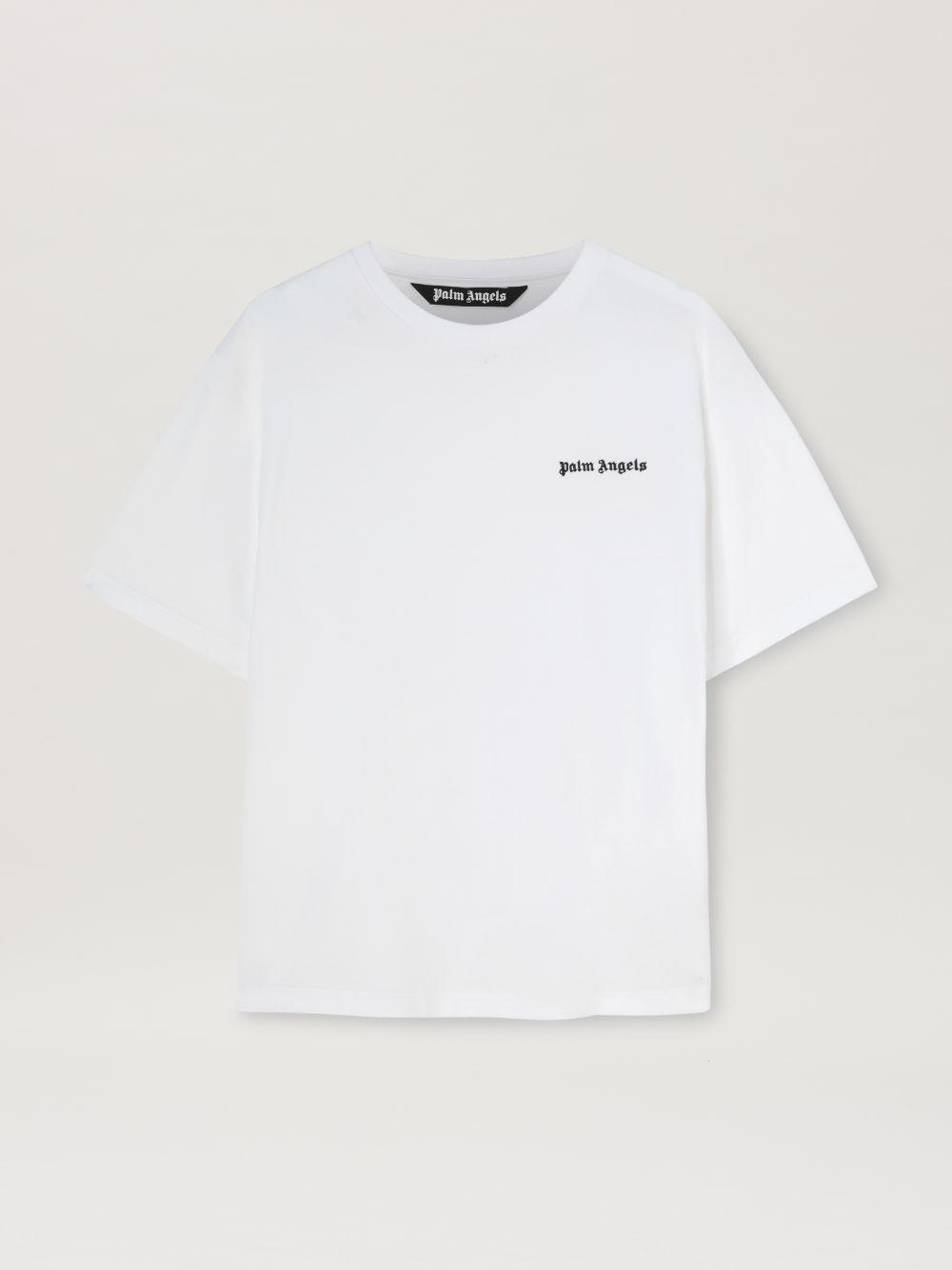 Embroidered Logo Slim T-Shirt in white  - Palm Angels® Official  product image