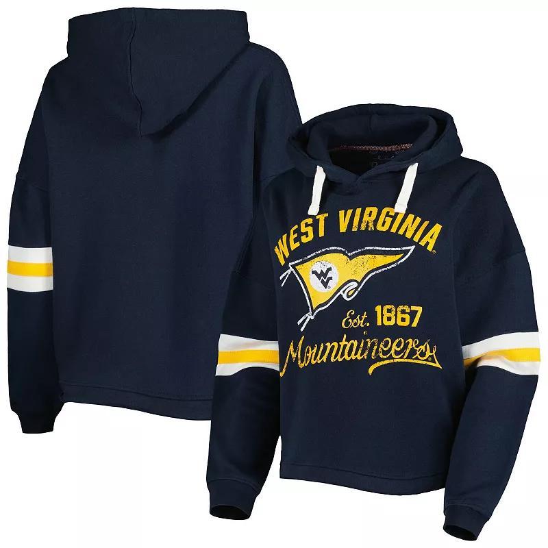 Womens Pressbox West Virginia Mountaineers Super Pennant Pullover Hoodie Blue Product Image