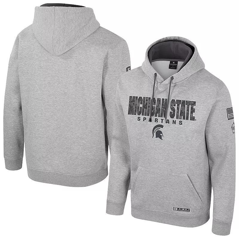 Mens Colosseum Heather Gray Michigan State Spartans Oorah OHT Military Appreciation Pullover Hoodie product image