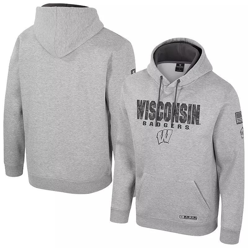 Mens Colosseum Heather Gray Nebraska Huskers Oorah OHT Military Appreciation Pullover Hoodie Product Image