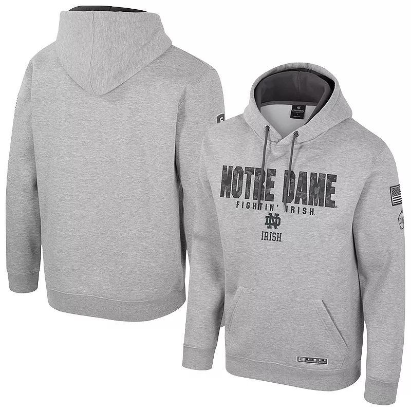 Mens Colosseum Heather Gray Notre Dame Fighting Irish Oorah OHT Military Appreciation Pullover Hoodie Product Image