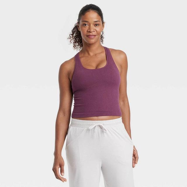 Womens Seamless Racerback Ribbed Tank Top - All In Motion Dark Purple XXL Product Image