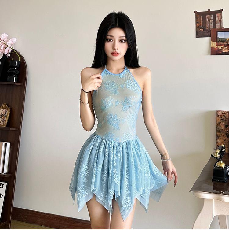 Sleeveless Lace Mini A-Line Dress Product Image