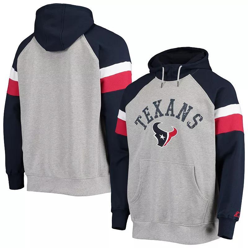 Mens Starter Heathered Gray Houston Texans Home Run Raglan Pullover Hoodie - Heathered Gray Product Image