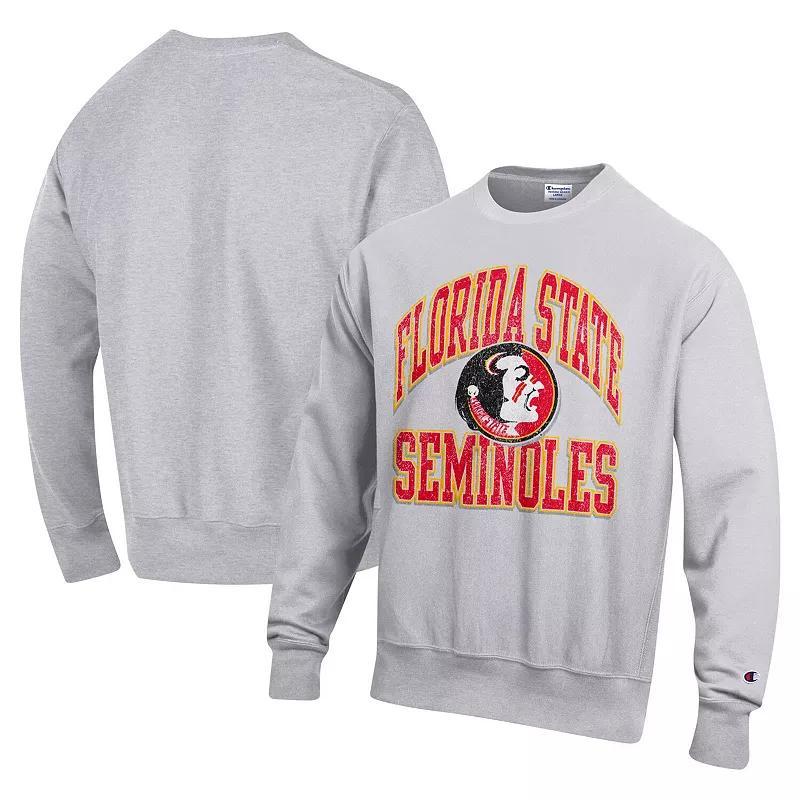 Mens Champion Heather Gray Florida State Seminoles Vault Late Night Reverse Weave Pullover Sweatshirt Product Image