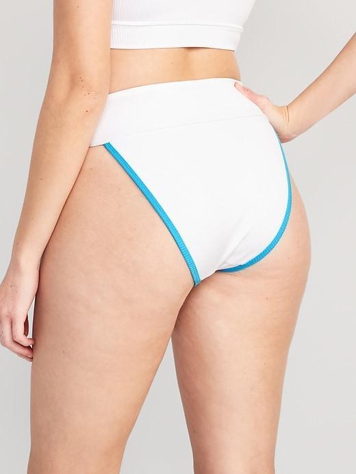 High-Waisted Ribbed French-Cut Bikini Swim Bottoms Product Image