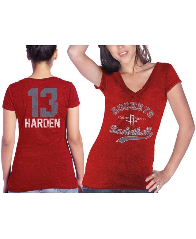 Womens Majestic Threads James Harden Red Houston Rockets Name & Number Tri-Blend T-shirt Product Image