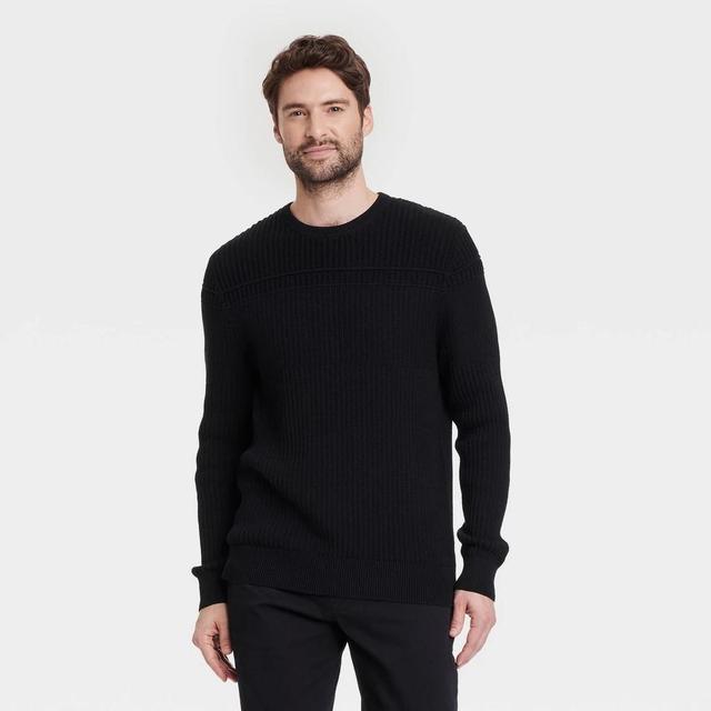 Mens Crewneck Pullover Sweater - Goodfellow & Co Black L Product Image