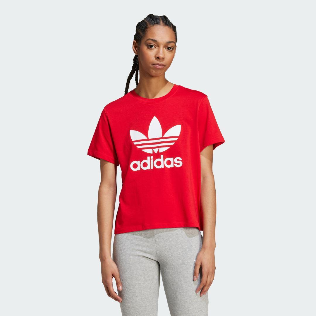 adidas Adicolor Trefoil Boxy Tee White 2XS Womens Product Image