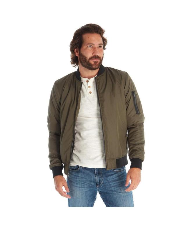 Mens Classic Faux Fur Lined Bomber Jacket Product Image