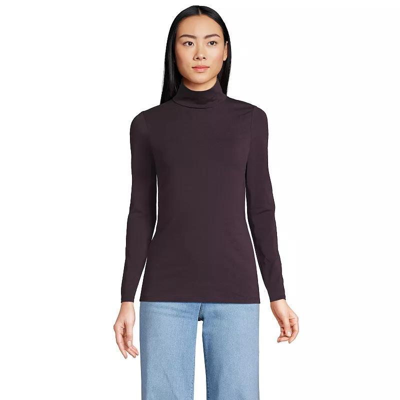 Lands End Womens Lightweight Jersey Skimming Long Sleeve Turtleneck Product Image