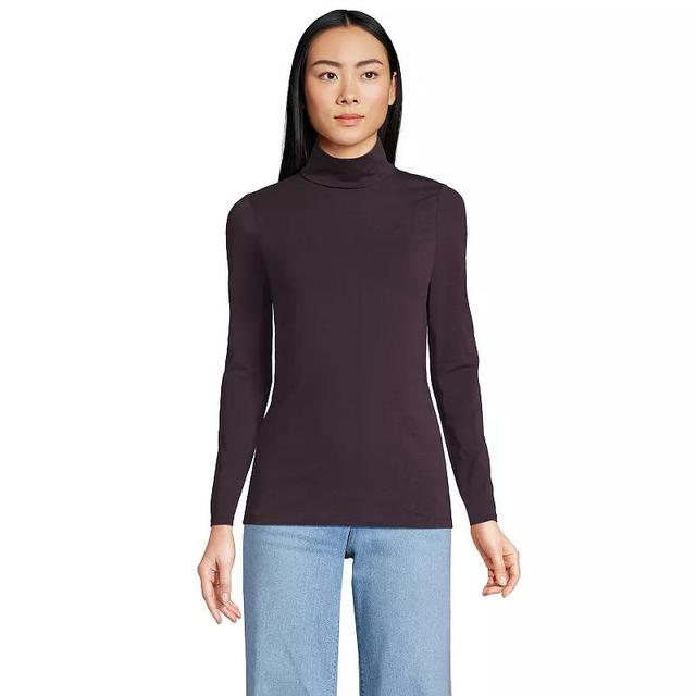 Womens Lands End Lightweight Fitted Turtleneck Rich Red Product Image