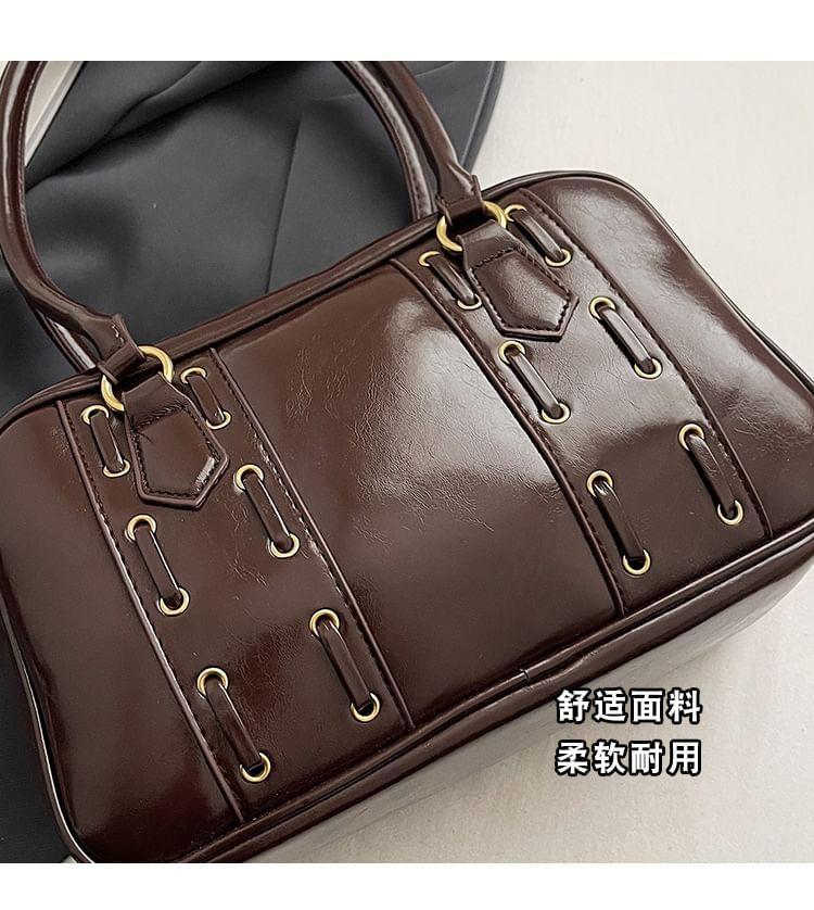 Faux Leather Plain Shoulder Bag product image