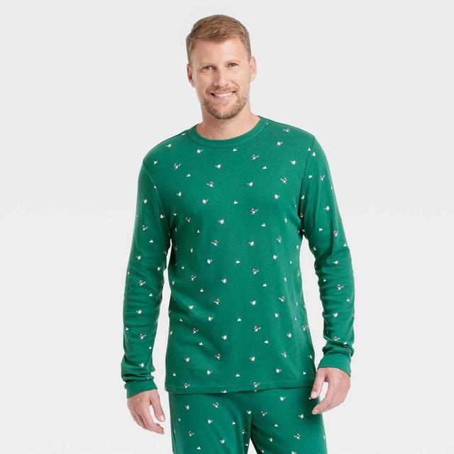 Mens Polar Bear Print Cotton Ribbed Holiday Matching Family Pajama Shirt - Wondershop L Product Image