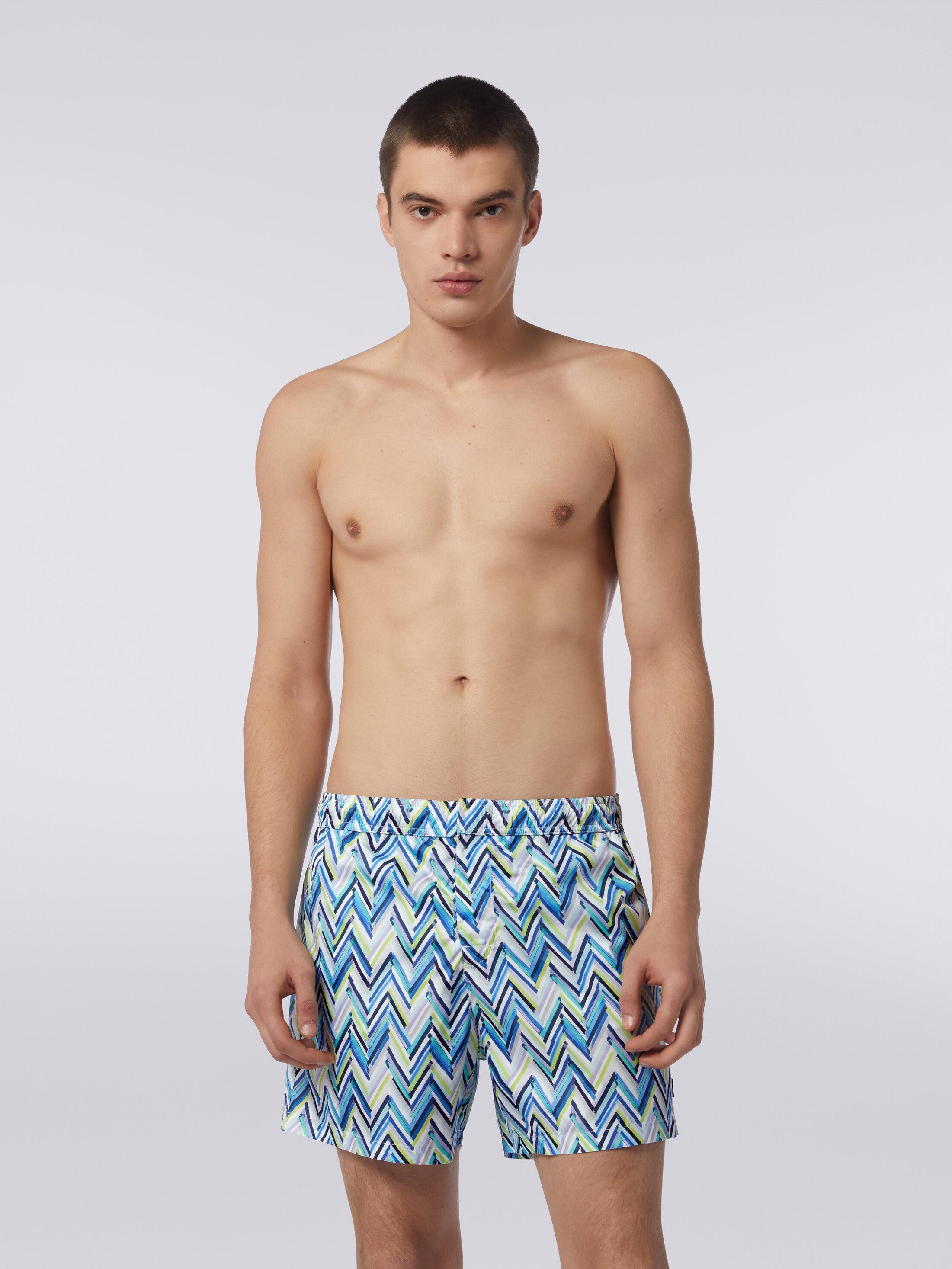 Swimming trunks with brushstroke effect zigzag print Product Image