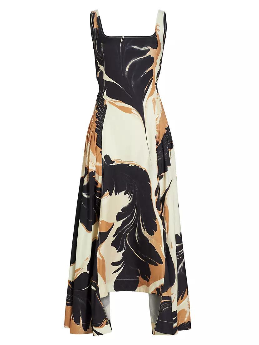 Paola Linen-Blend Abstract Maxi-Dress Product Image