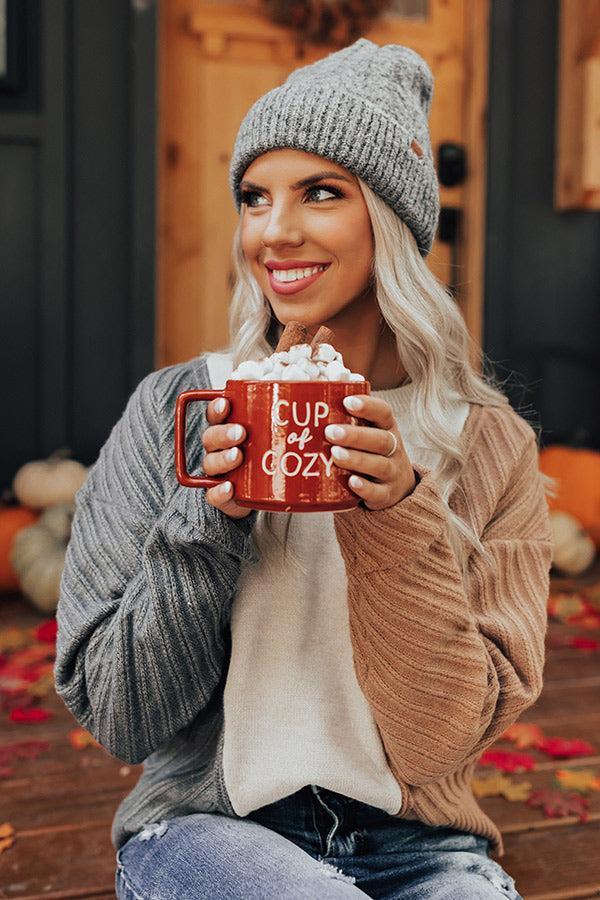 Snowfall Feels Cable Knit Beanie In Charcoal Product Image