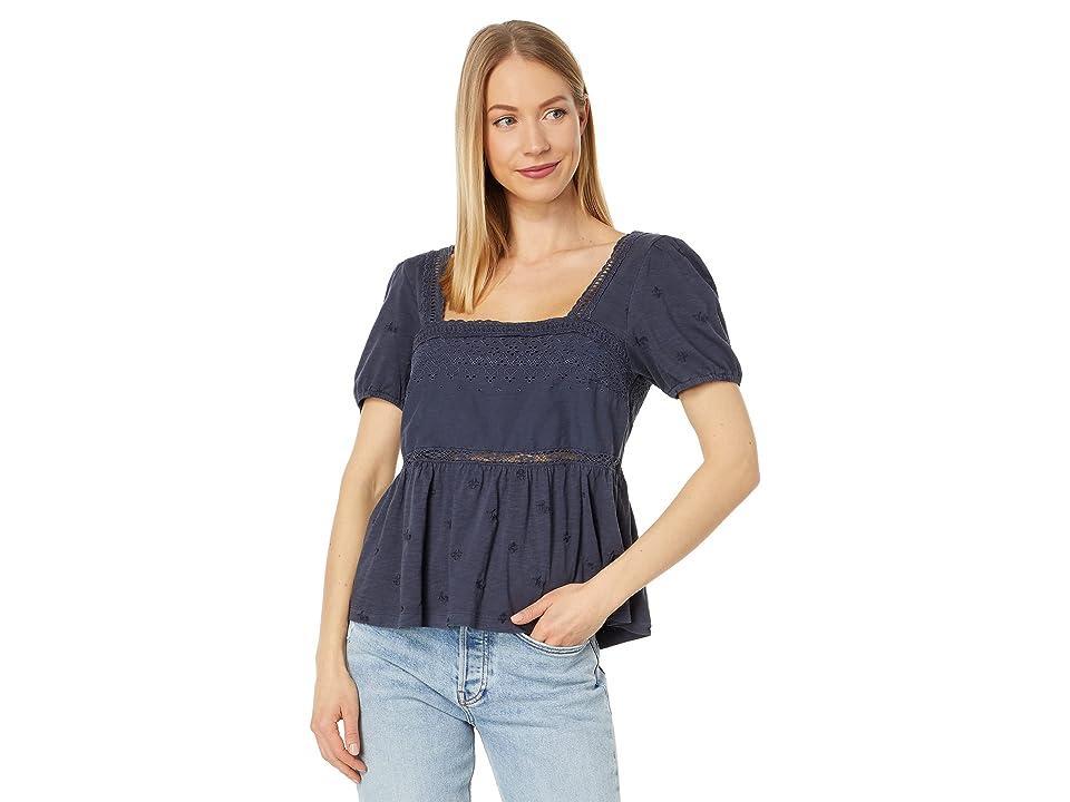 Lucky Brand Schiffley Peplum Puff Sleeve Top Beauty) Women's Clothing Product Image