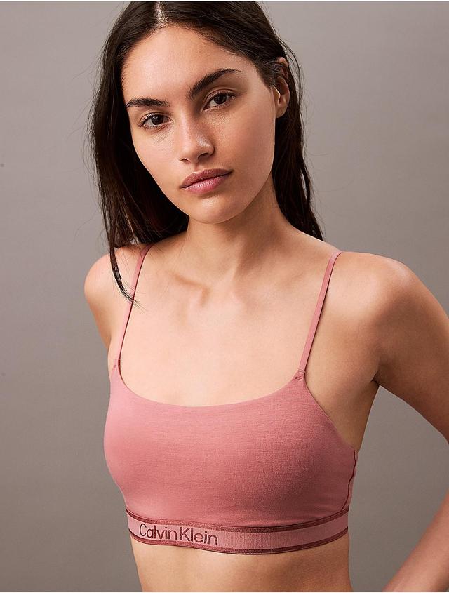 Calvin Klein Womens Tonal Logo Cotton Lightly Lined Bralette - Brown - S Product Image