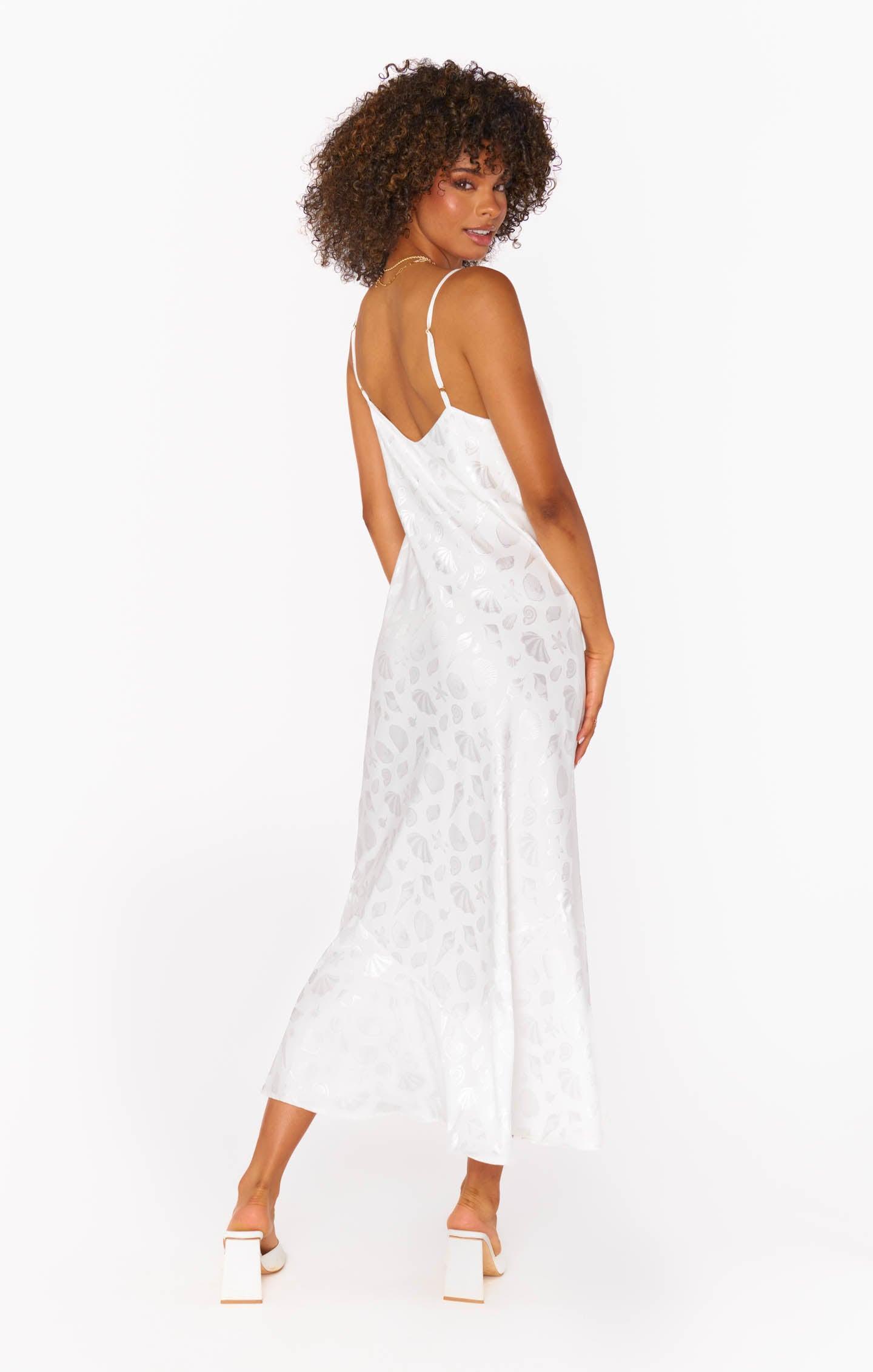 Uptown Slip Dress ~ White Shell Satin Product Image