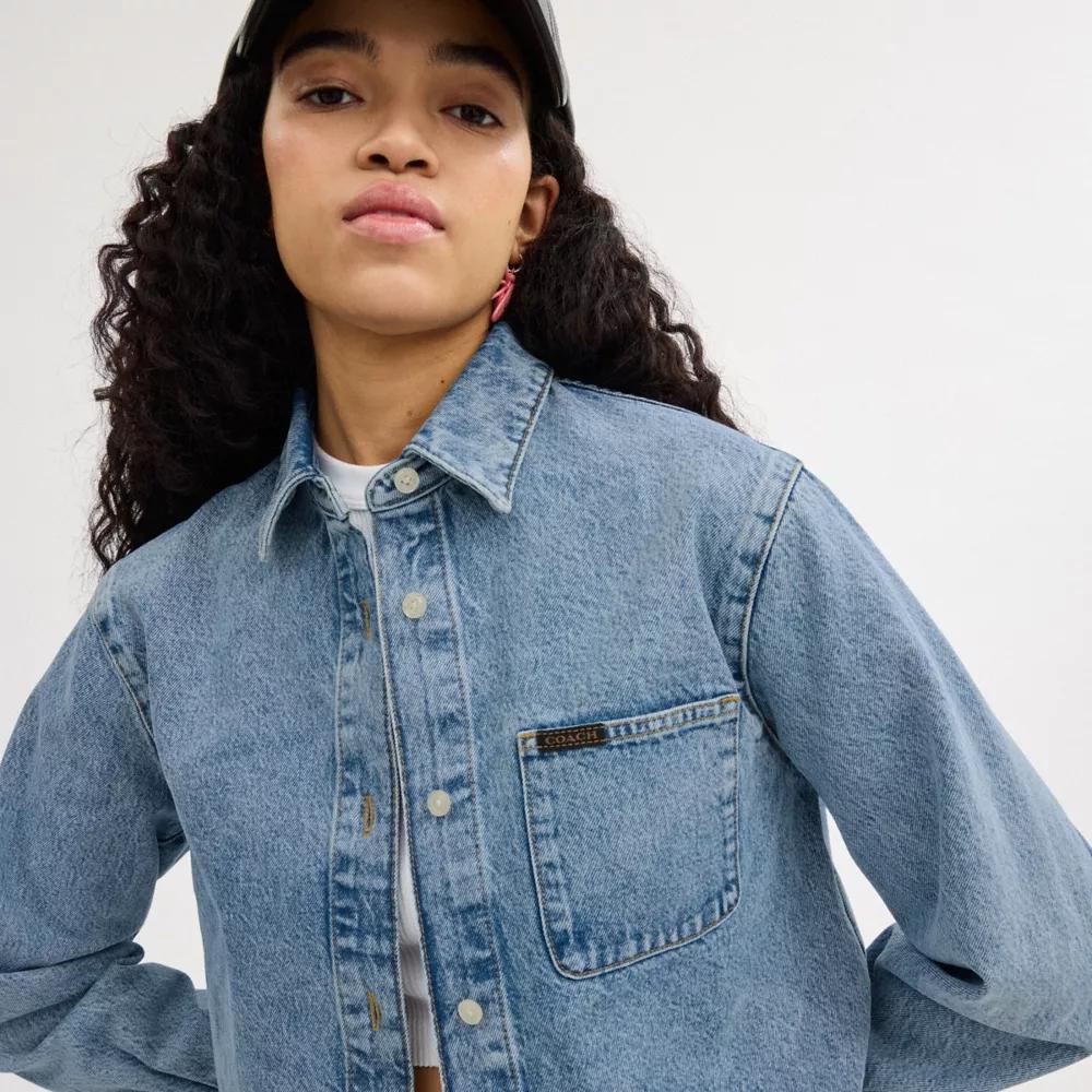 Cropped Denim Button Down Product Image