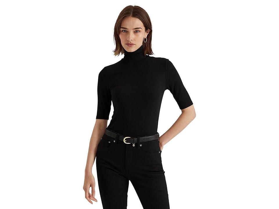 LAUREN Ralph Lauren Metallic Stretch Jersey Turtleneck (Polo ) Women's Clothing Product Image