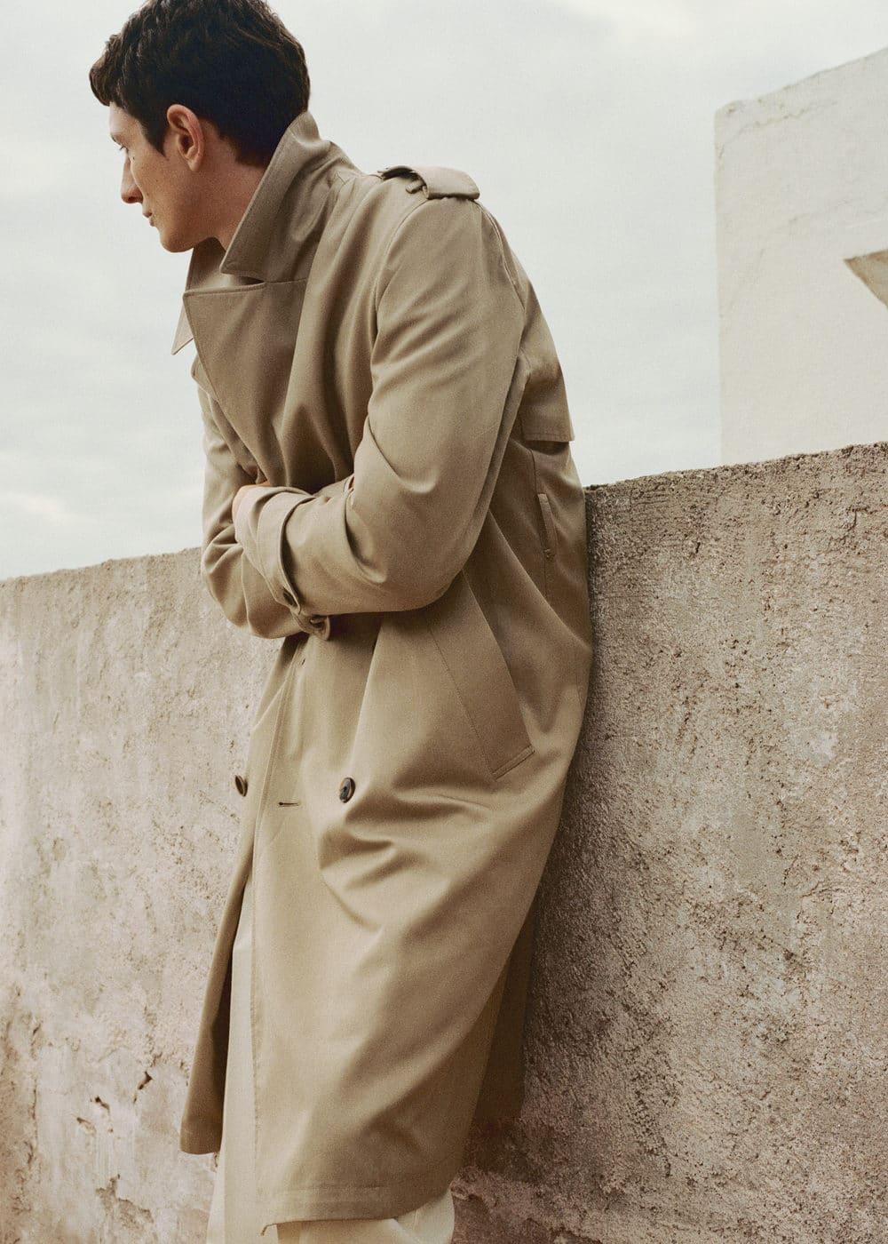 MANGO MAN - Long relaxed-fit cotton trench coat beigeMen Product Image