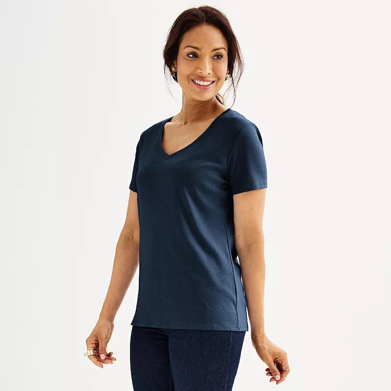 Petite Croft & Barrow Essential V-Neck Tee, Womens Product Image