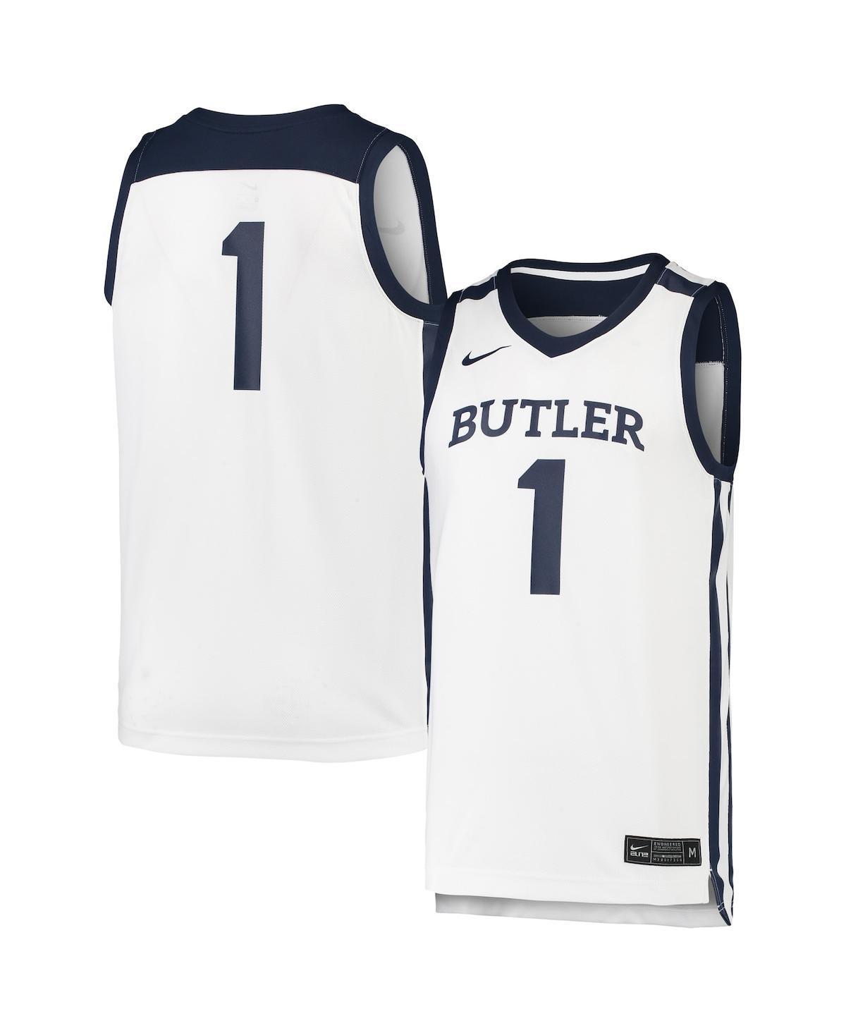 Mens Nike #1 White Butler Bulldogs Team Replica Basketball Jersey - White Product Image