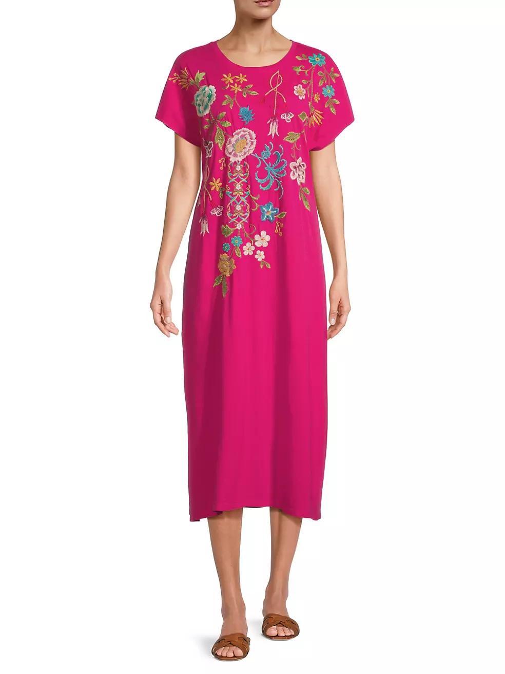 Sheri Embroidered Cotton T-Shirt Dress Product Image