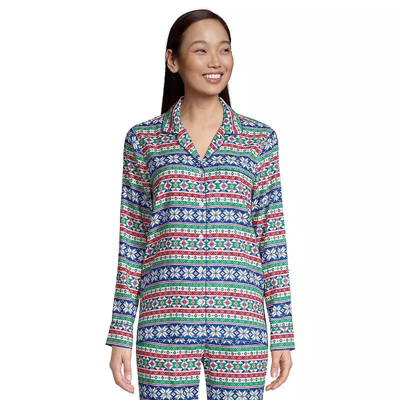 Petite Lands End Long Sleeve Flannel Pajama Top, Womens Product Image