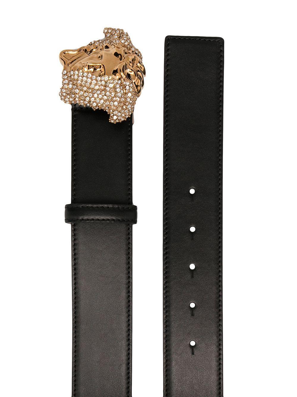 VERSACE Black La Medusa Crystal Leather Belt Product Image