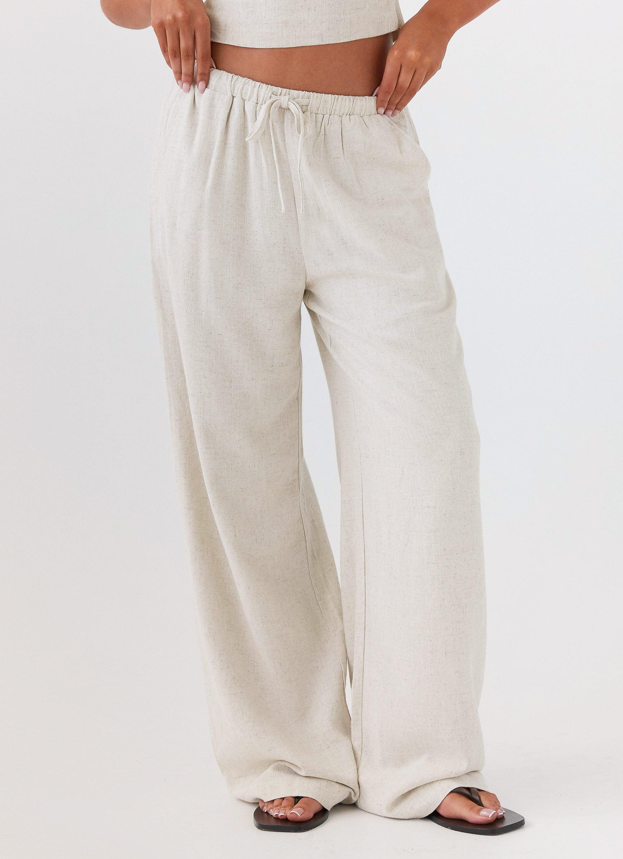 Fresh Face Linen Pants - Oatmeal Product Image