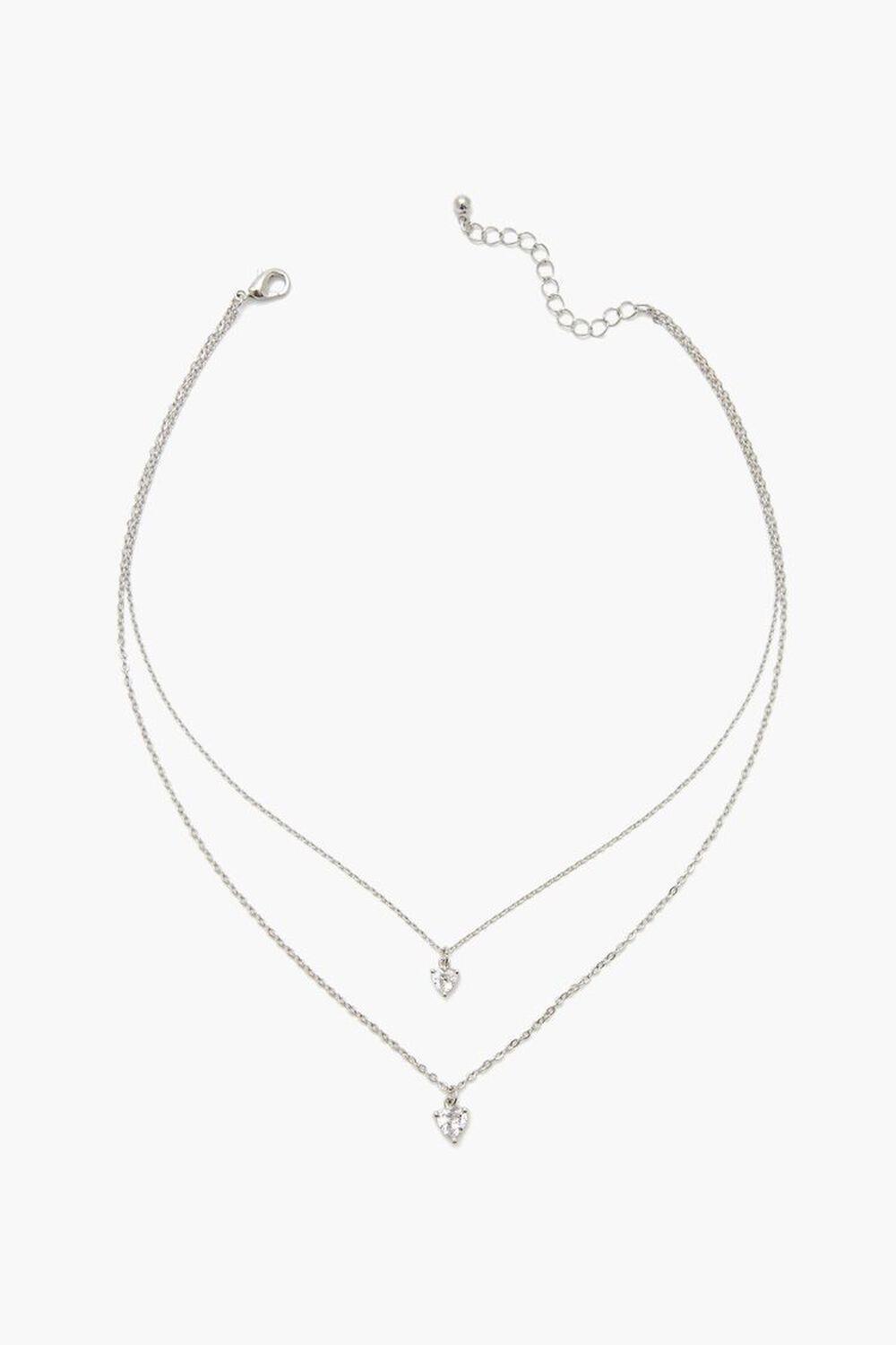 Layered CZ Heart Necklace | Forever 21 Product Image