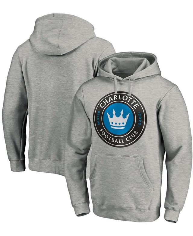 Mens Heathered Gray Charlotte Fc Primary Logo Pullover Hoodie Product Image