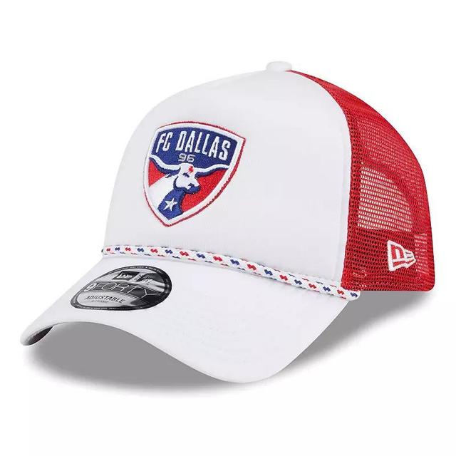 Mens New Era White/Red FC Dallas Court Sport Foam A-Frame 9FORTY Adjustable Trucker Hat Product Image